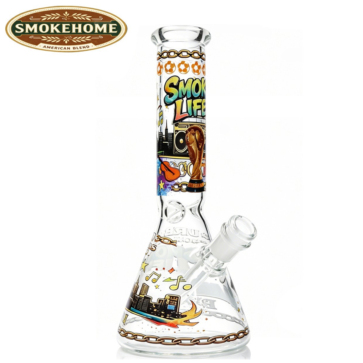 10inch Glass Bong water pipe Tobacco Smoking Beaker bongs Football Theme USA