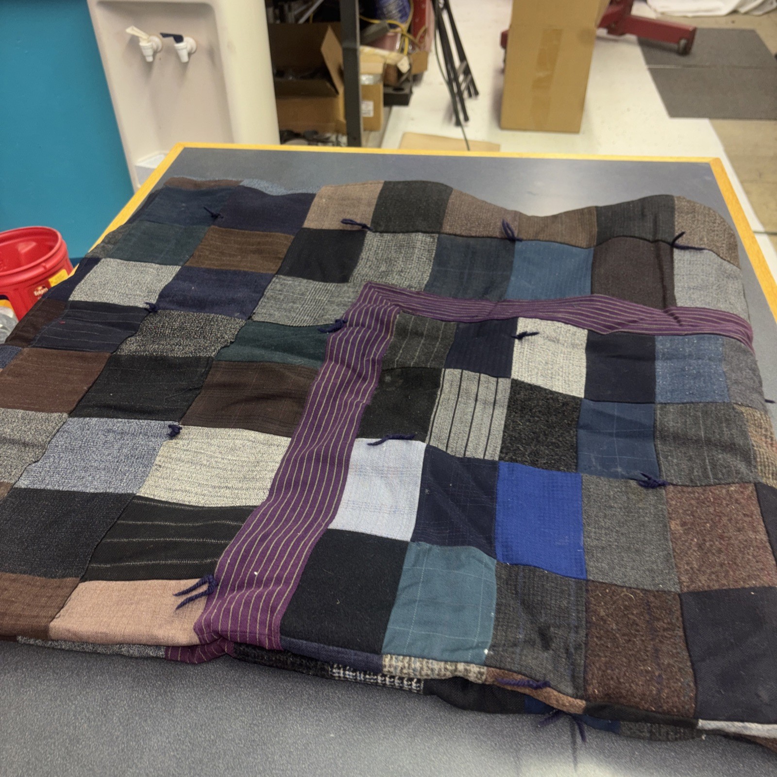 Vintage Patchwork Quilt Comforter With Wool Back Handmade 60 x 58″ Rustic