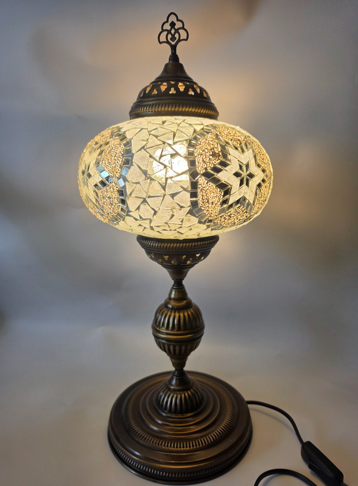 Handmade Turkish Mosaic Lamp Bedside Table Light Boho Decor 21.5in NEW
