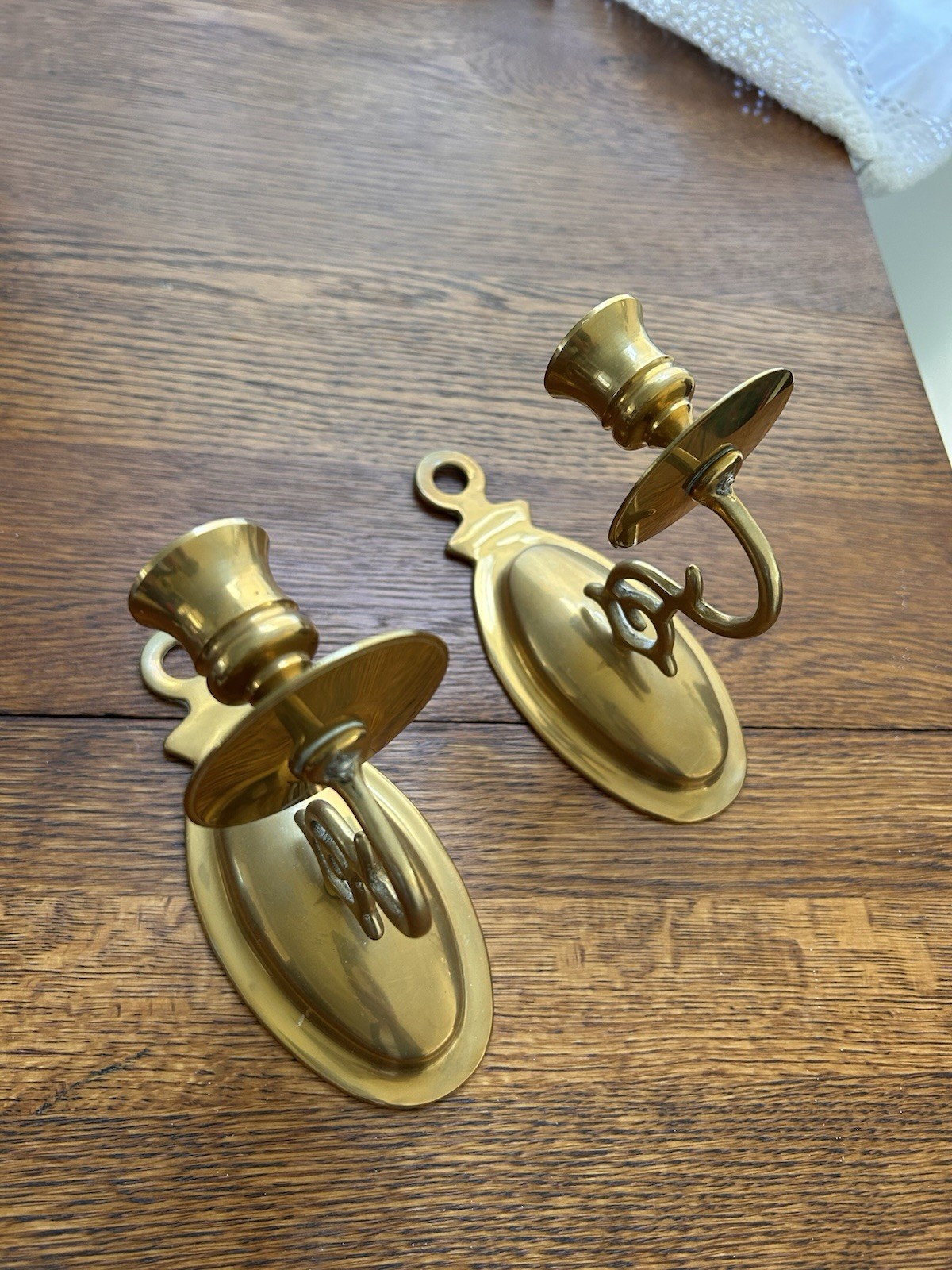Brass Wall Sconce Pair Vintage Candle Candlestick Holder ~ Set of 2