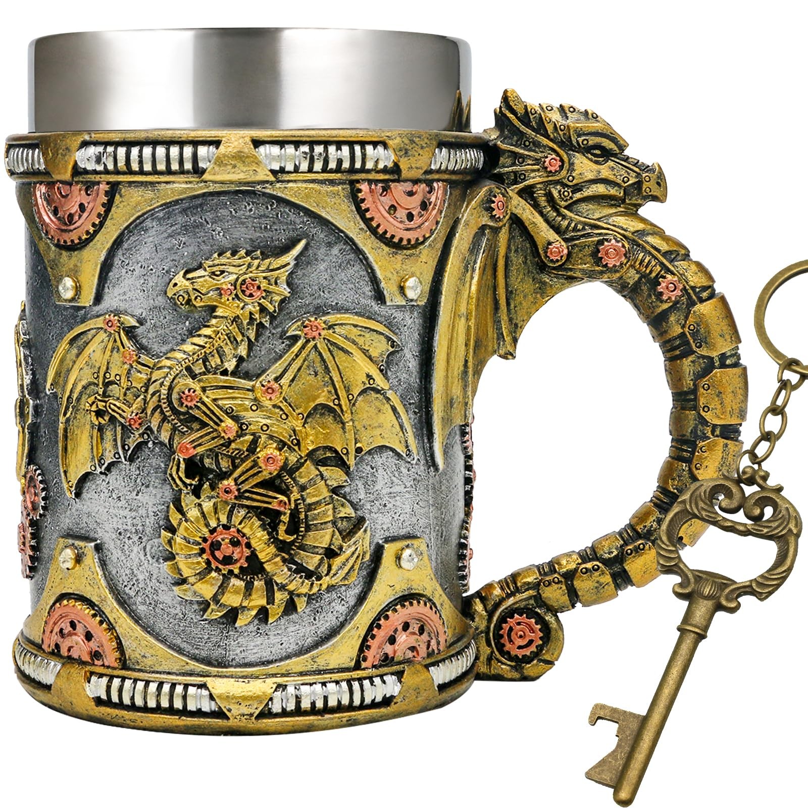 Alikiki Medieval Steampunk Dragon Mug – Large Coffee Mug Mechanical Dragon Dd