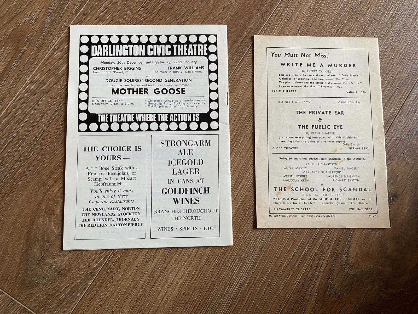 TREVOR HOWARD 2 THEATRE PROGRAMMES