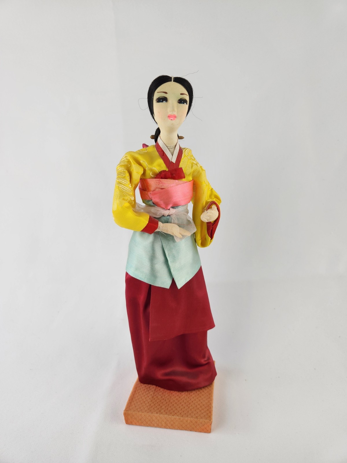 Vintage Handmade Korean Doll w/ Baby Made In Seoul Korea Traditional Dress Wrap
