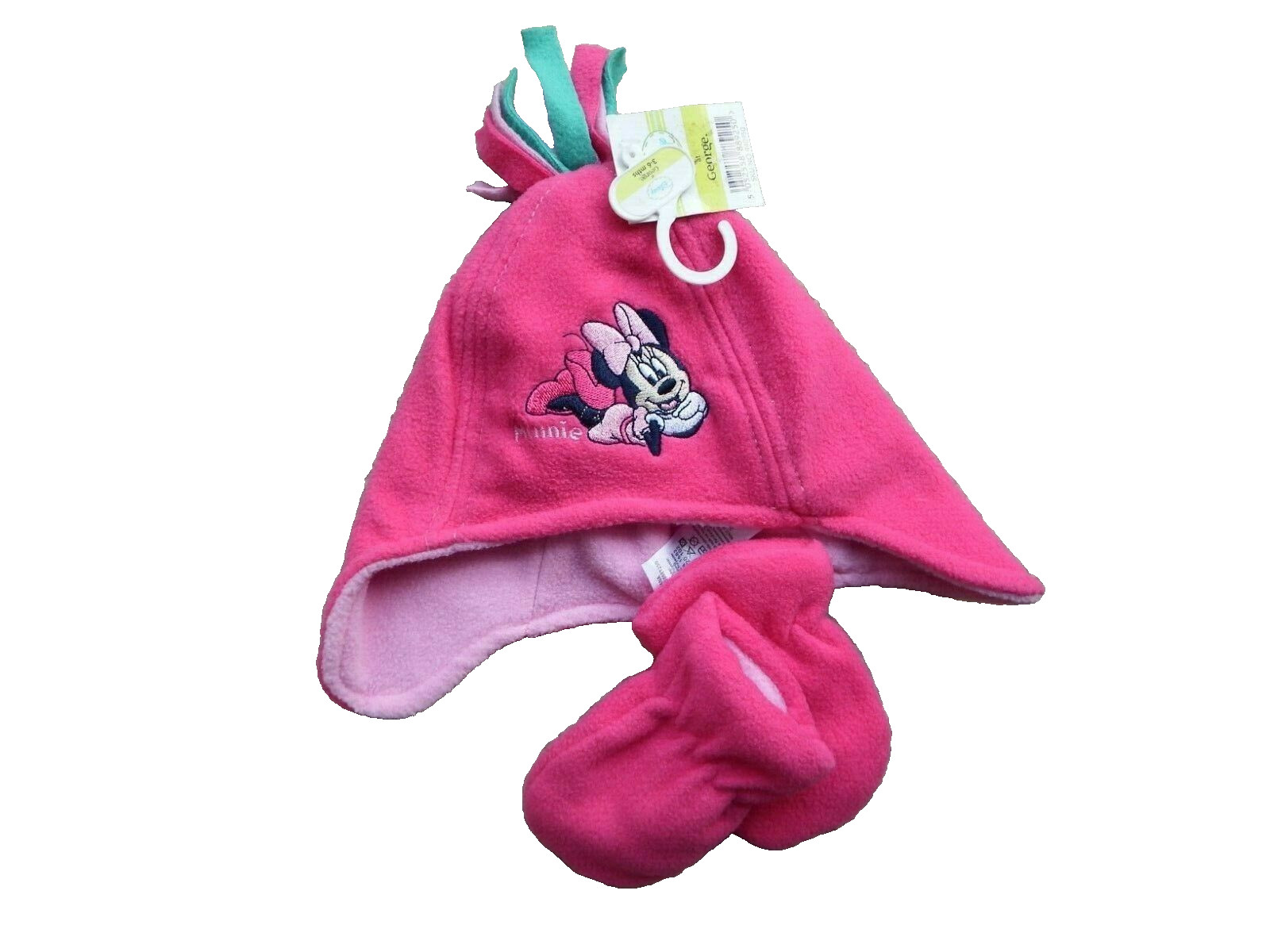 New + Tags Disney’s Minnie Mouse pink fleece petal hat & mitten set 3-6 months