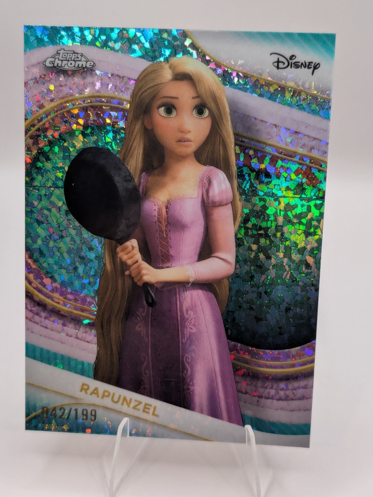 Topps Chrome 2025 Disney Rapunzel Mini Diamond Aqua Refractor #116 42/199