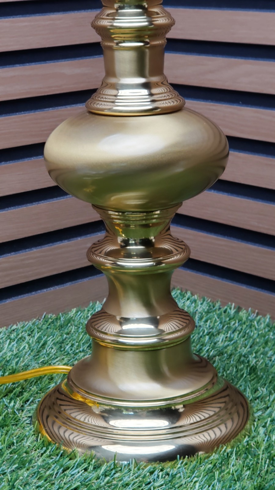 Turned Brass Table Lamp Urn Shape Lamp (No Shade) Satin/Polished Brass 30″×6.5″