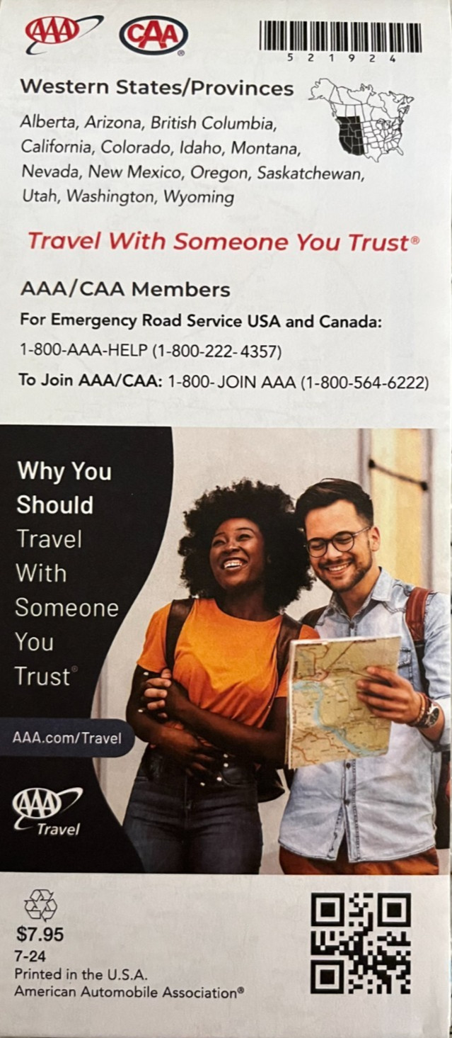 New AAA WESTERN STATE ROAD MAP Highway Tour 14 STATES/PROVINCES Latest 2024