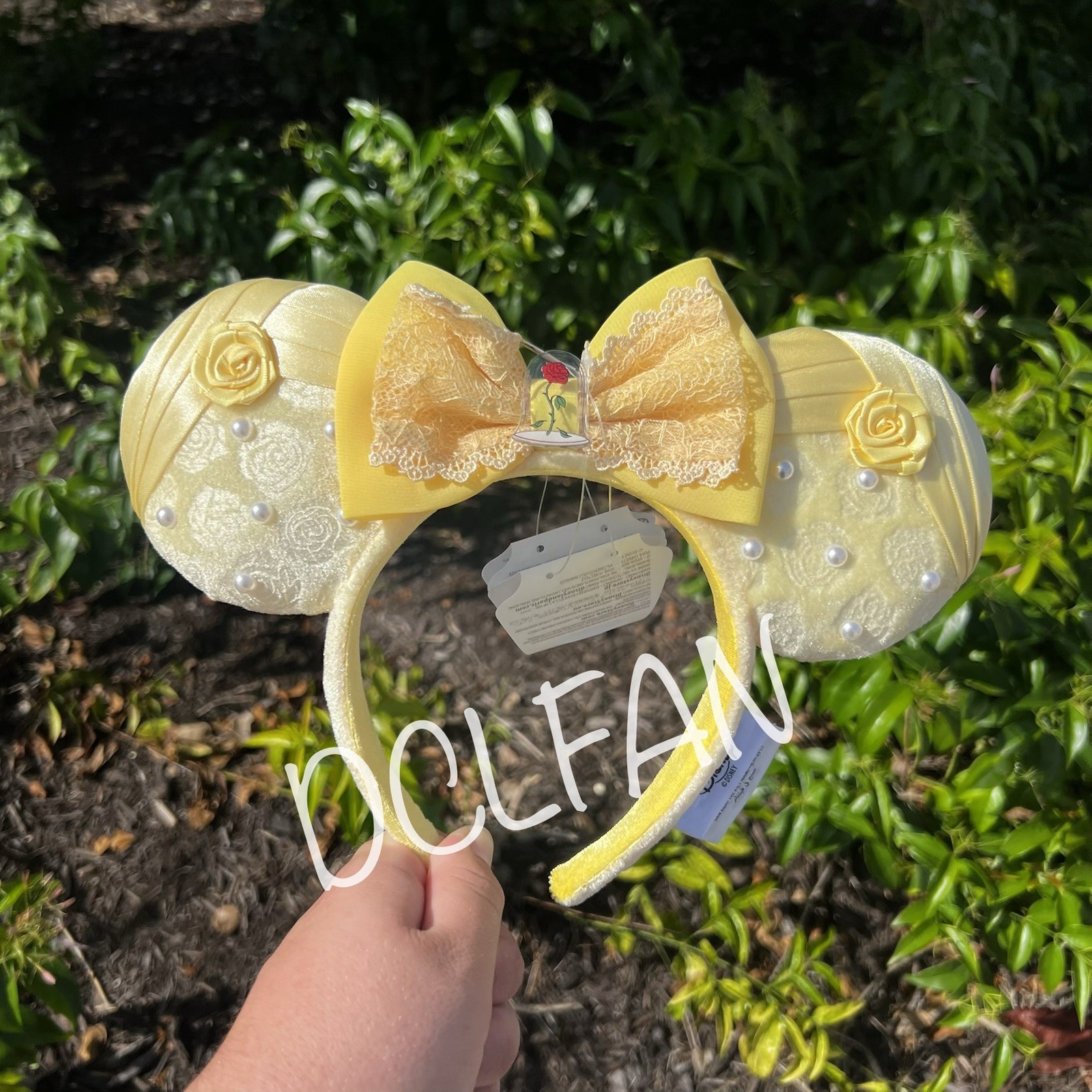2026 Disney Parks Beauty & the Beast Belle Minnie Mouse Ears Pearl Rose Headband