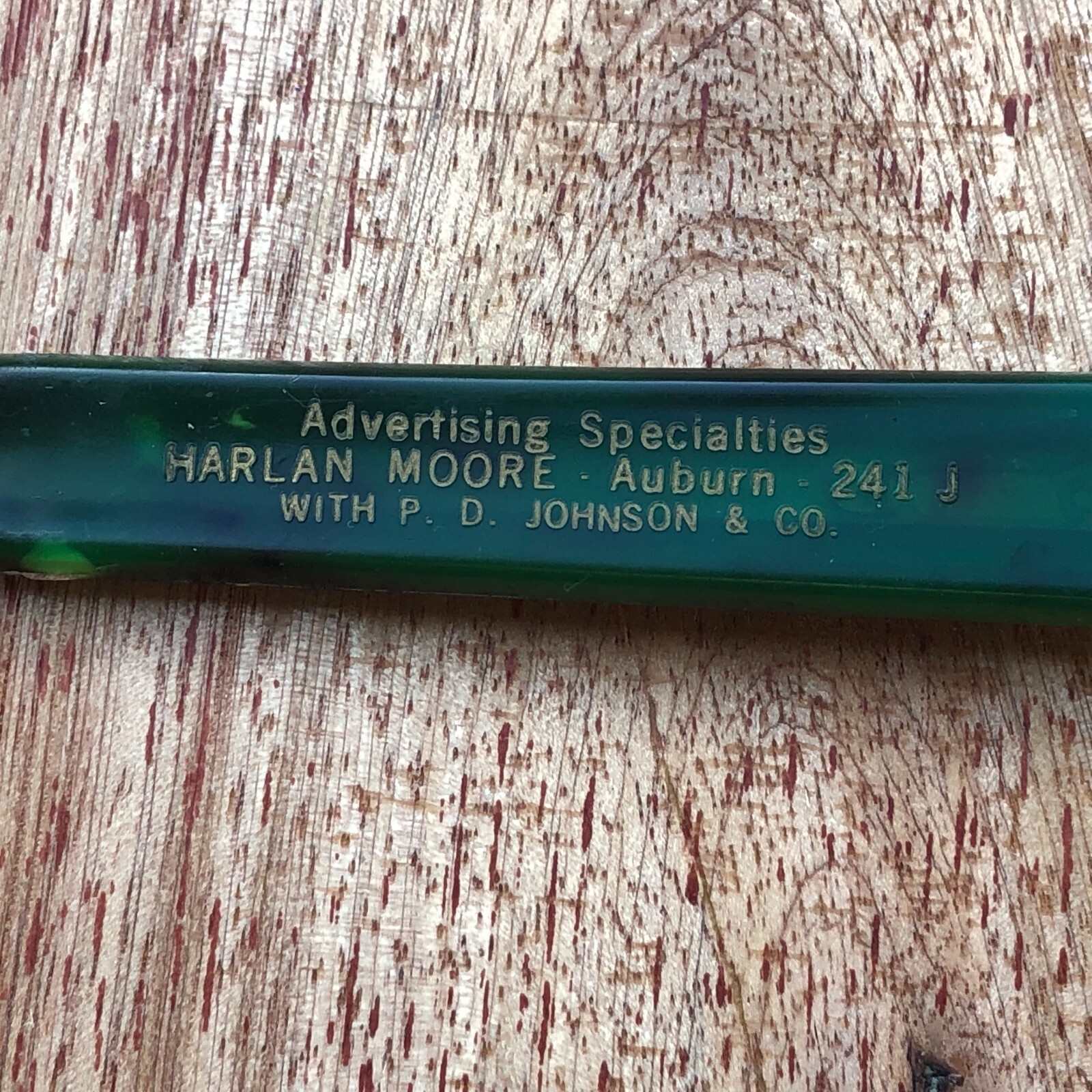 Retractable Nail File Green Plastic Bakelite Celluloid Vintage Advertising Rough