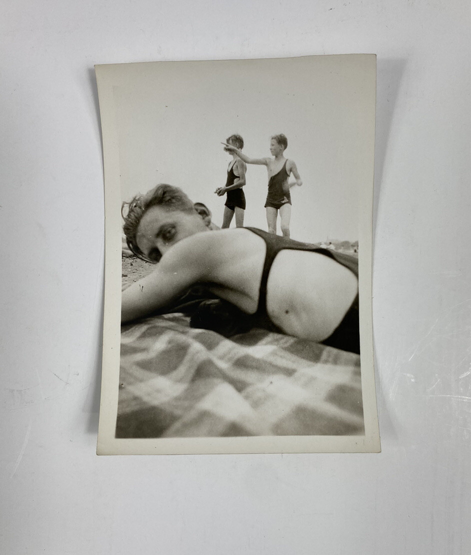 Vintage Circa 1930s 1940s Photo Men’s Fashion Shoulder Strap Bathing Suit