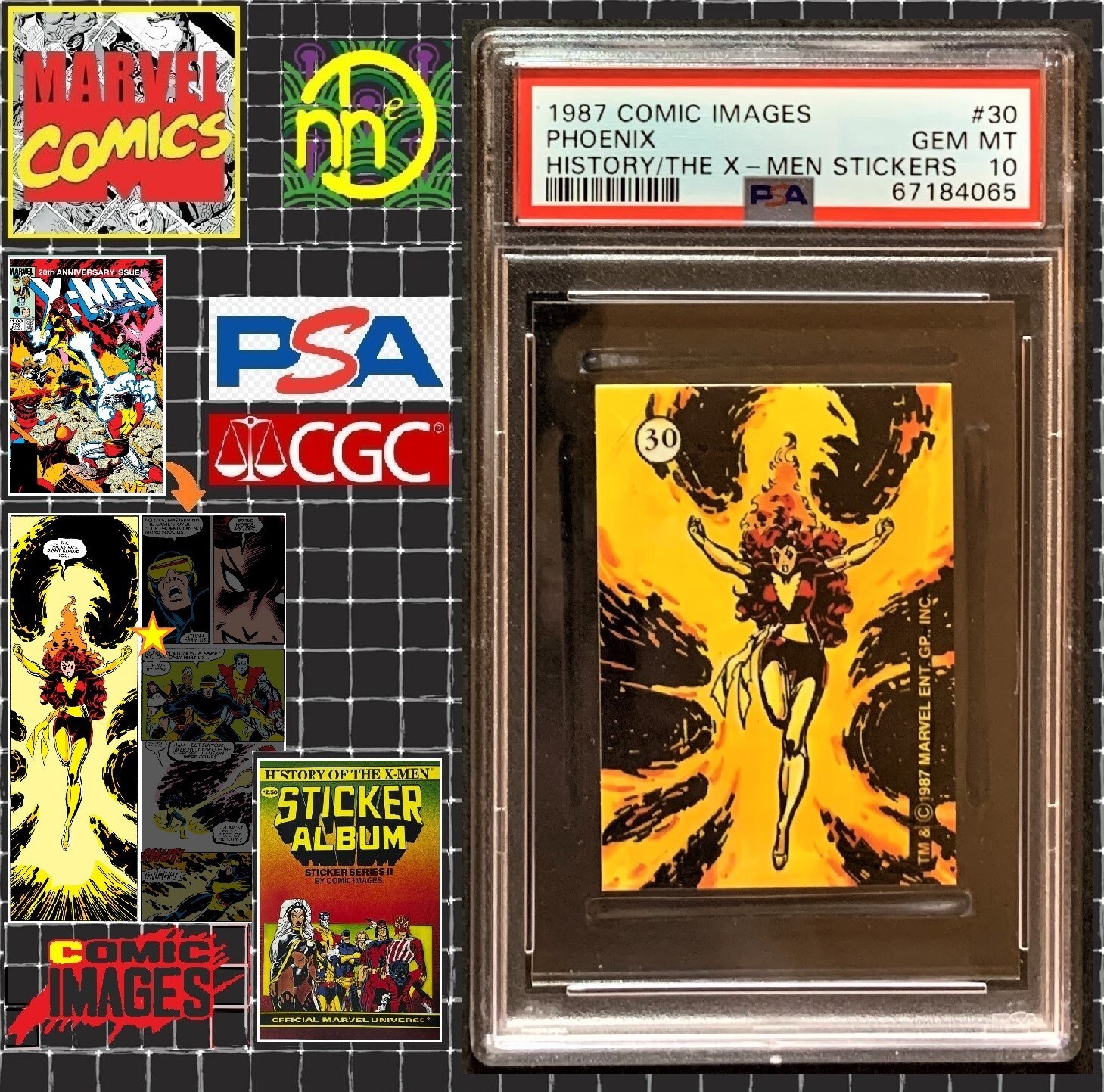 1987 Marvel History of the X-Men Sticker – #30 Phoenix – PSA 10 GEM MINT – POP 1