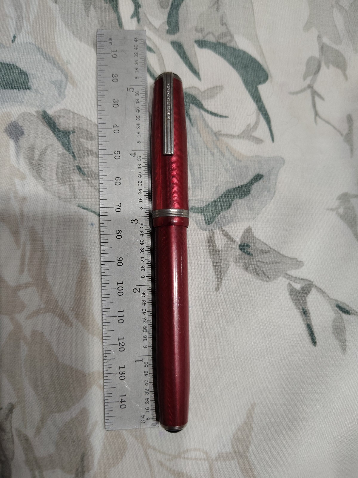 ESTERBROOK FULL SIZE FOUNTAIN PEN RED MARBLE RESIN 1550 EXTRA FINE NIB #6