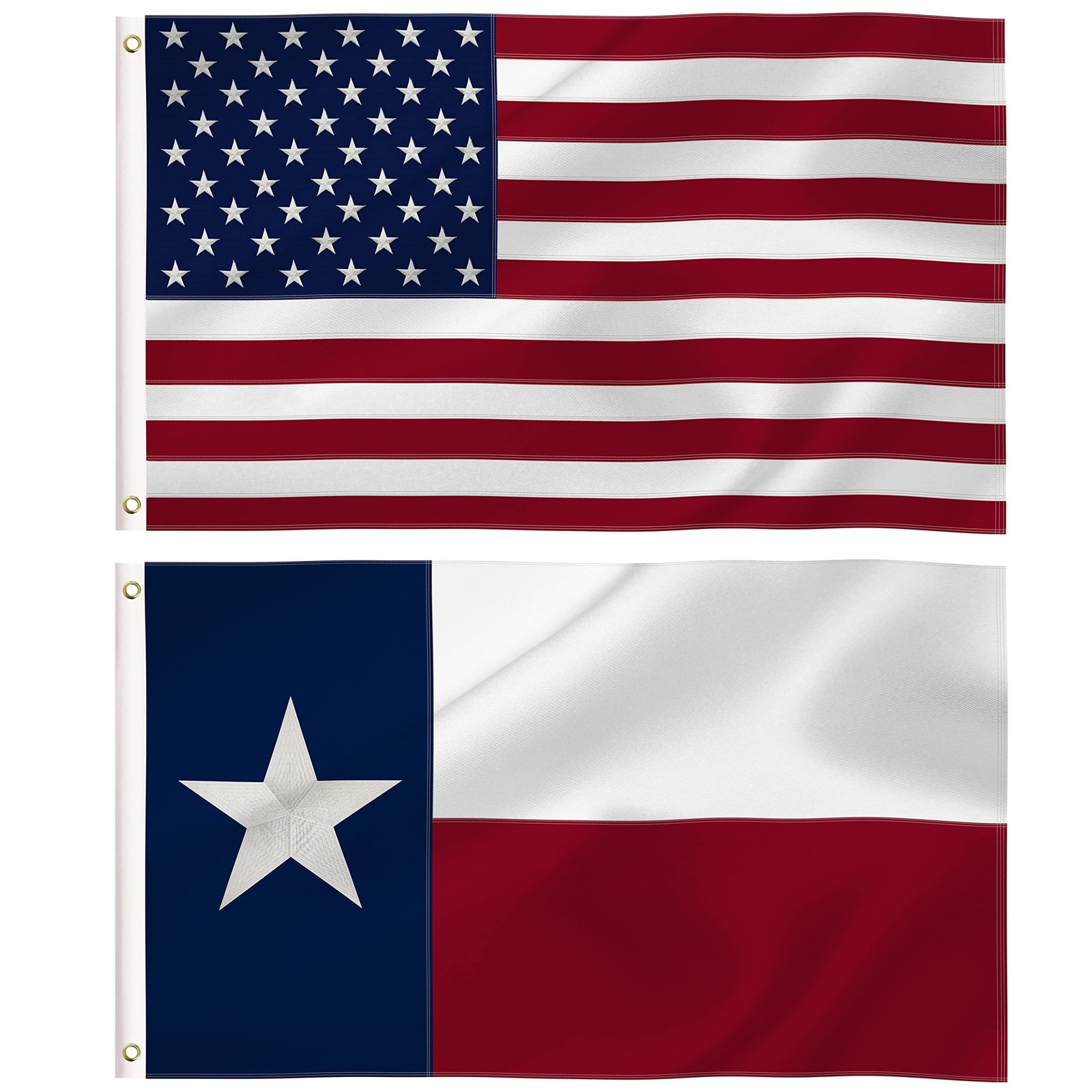 2×3 Ft American and Texas State Flags, USA and State TX Combo Pack, Embroider…