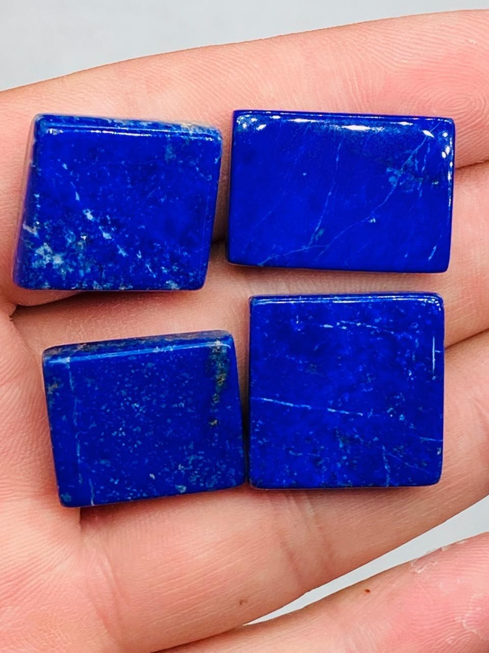 Natural Lapis Lazuli Rectangle Cabochon Set 4 Pcs Deep Blue Loose Gemstone