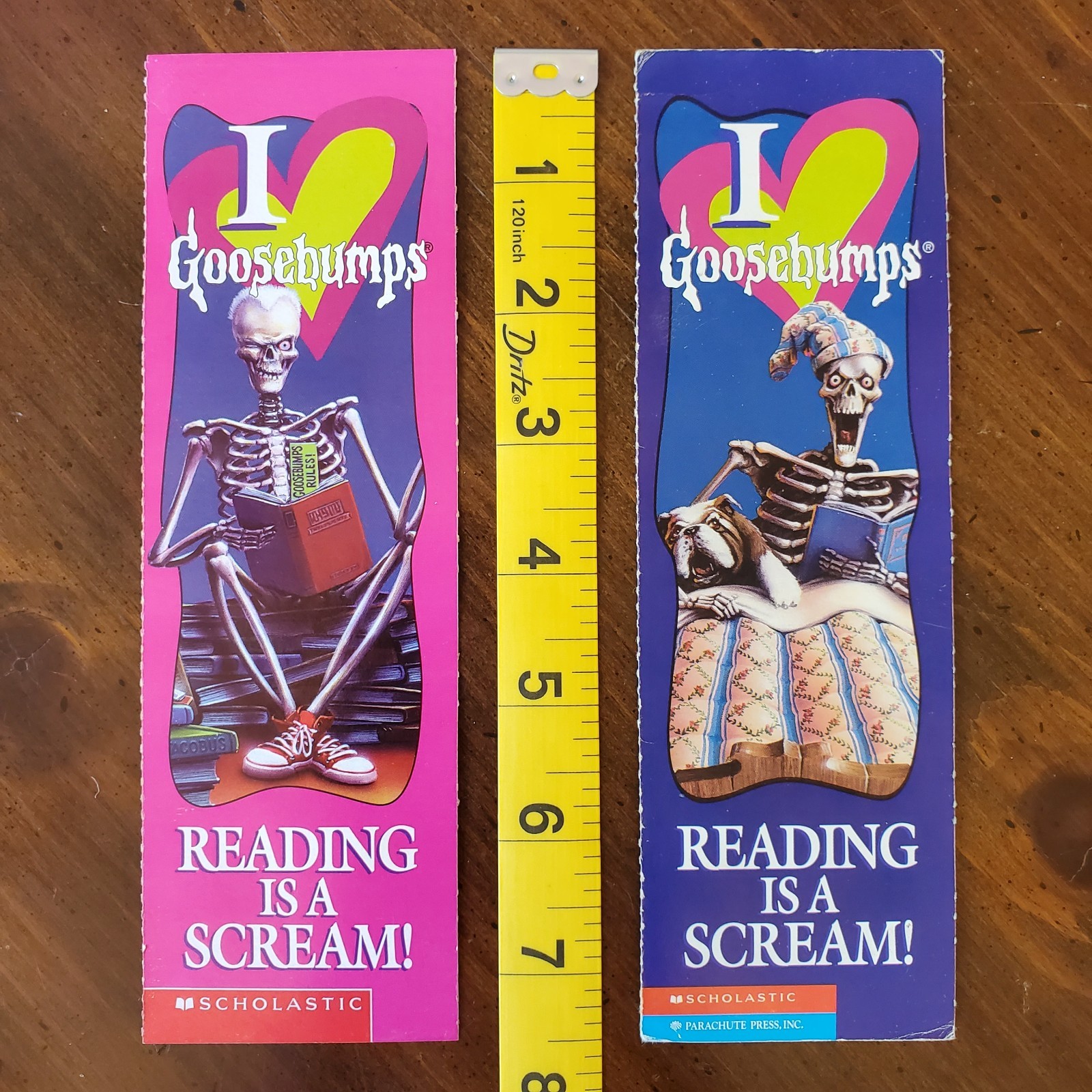 Goosebumps RL Stine Skeleton Bookmarks “Reading is a Scream!” Set of 2, VTG 90s