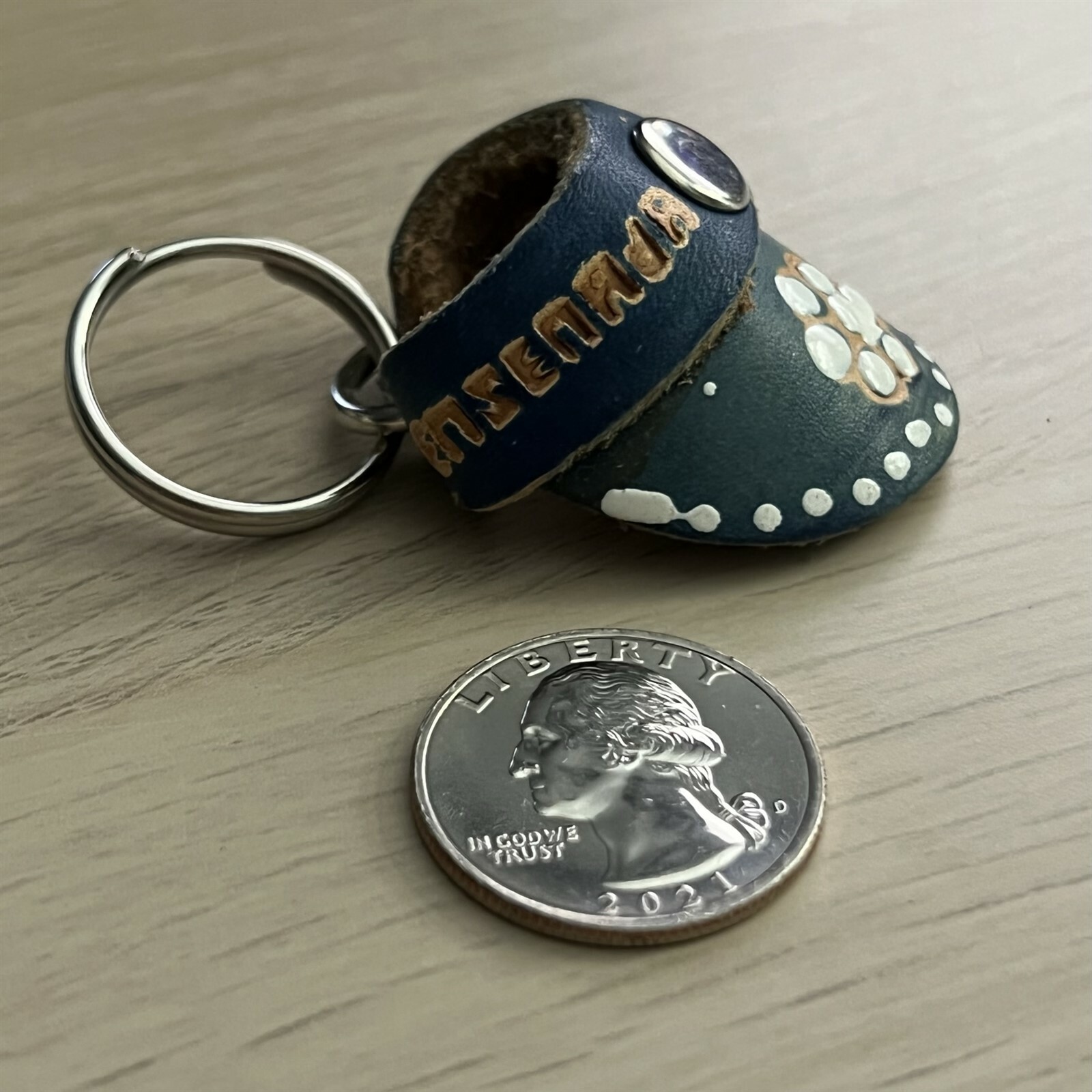 Ensenada Mexico Leather Sun Visor Souvenir Travel Keychain Key Ring #43447