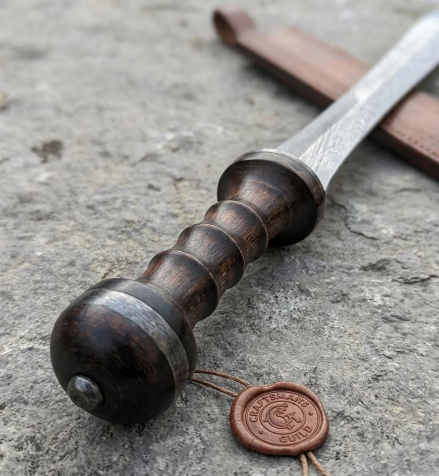 Hand Forged Damascus Gladius Sword 36″ | Roman Style Short Sword | Rosewood Hand