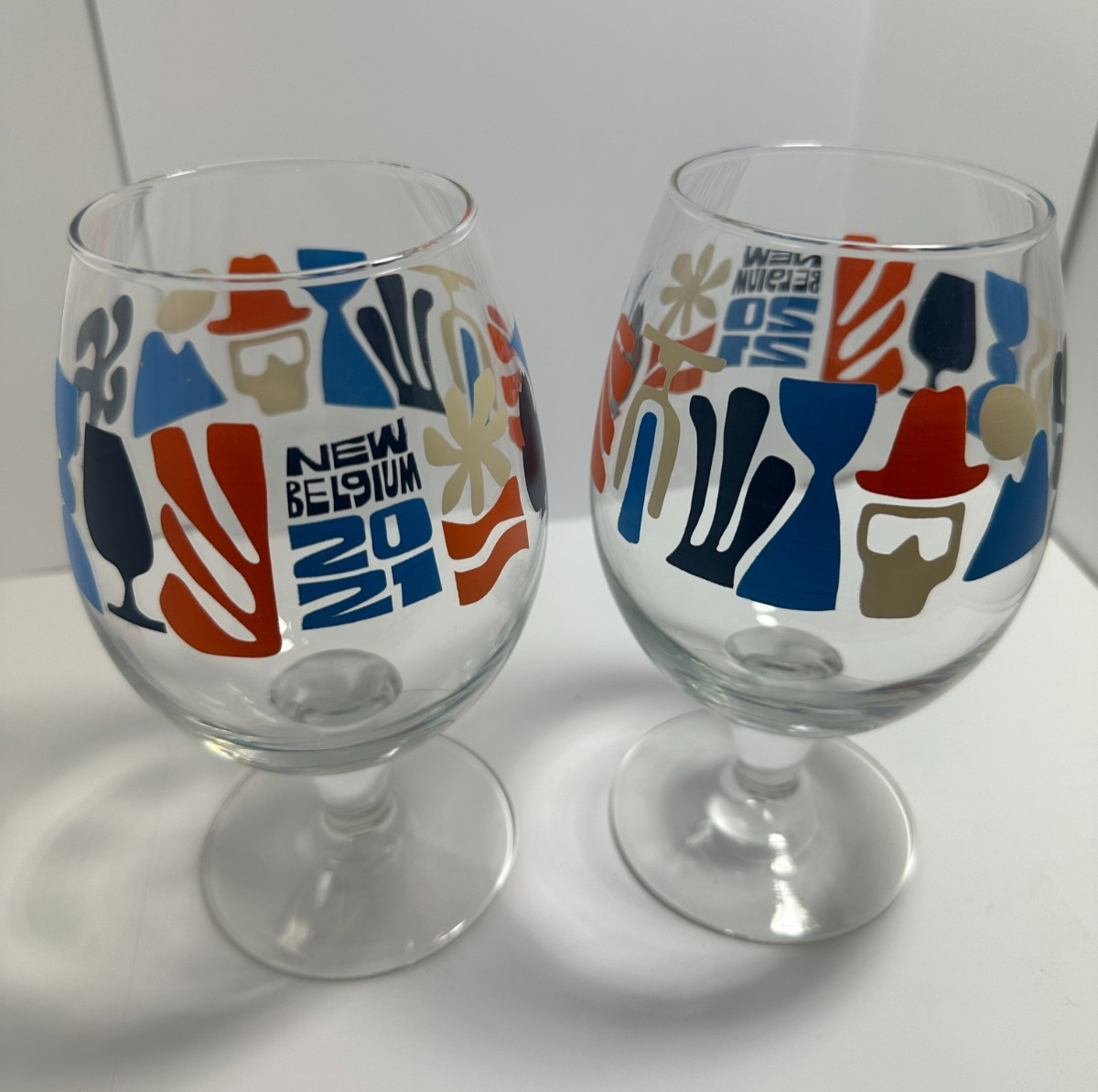 Set of 2 New Belgium 2021 Artist Series Tulip Glasses Cody Hudson – Skull Cowboy