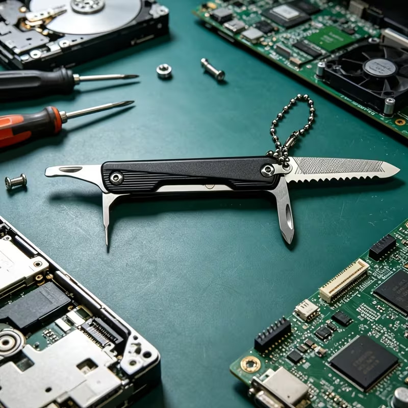 Mini Keychain Pocket Knife 6 Functions with Fully Serrated Saw Blade- Limited