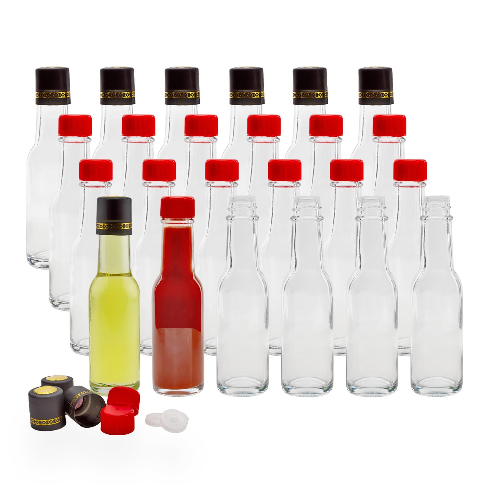 Cornucopia Brands 3oz Mini Hot 24 Count (Pack of 1), Clear with Red Lids