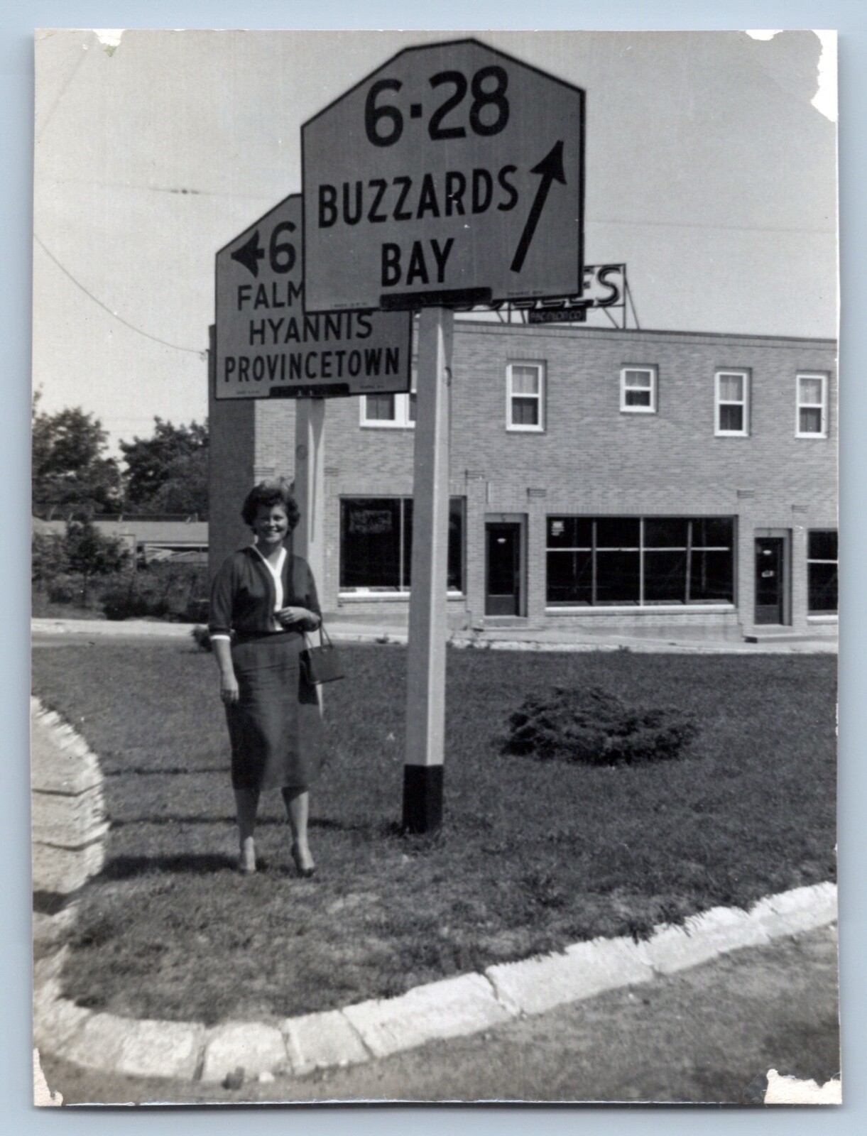 1955 Bourne Massachusetts Bizzard Bay Road Sign