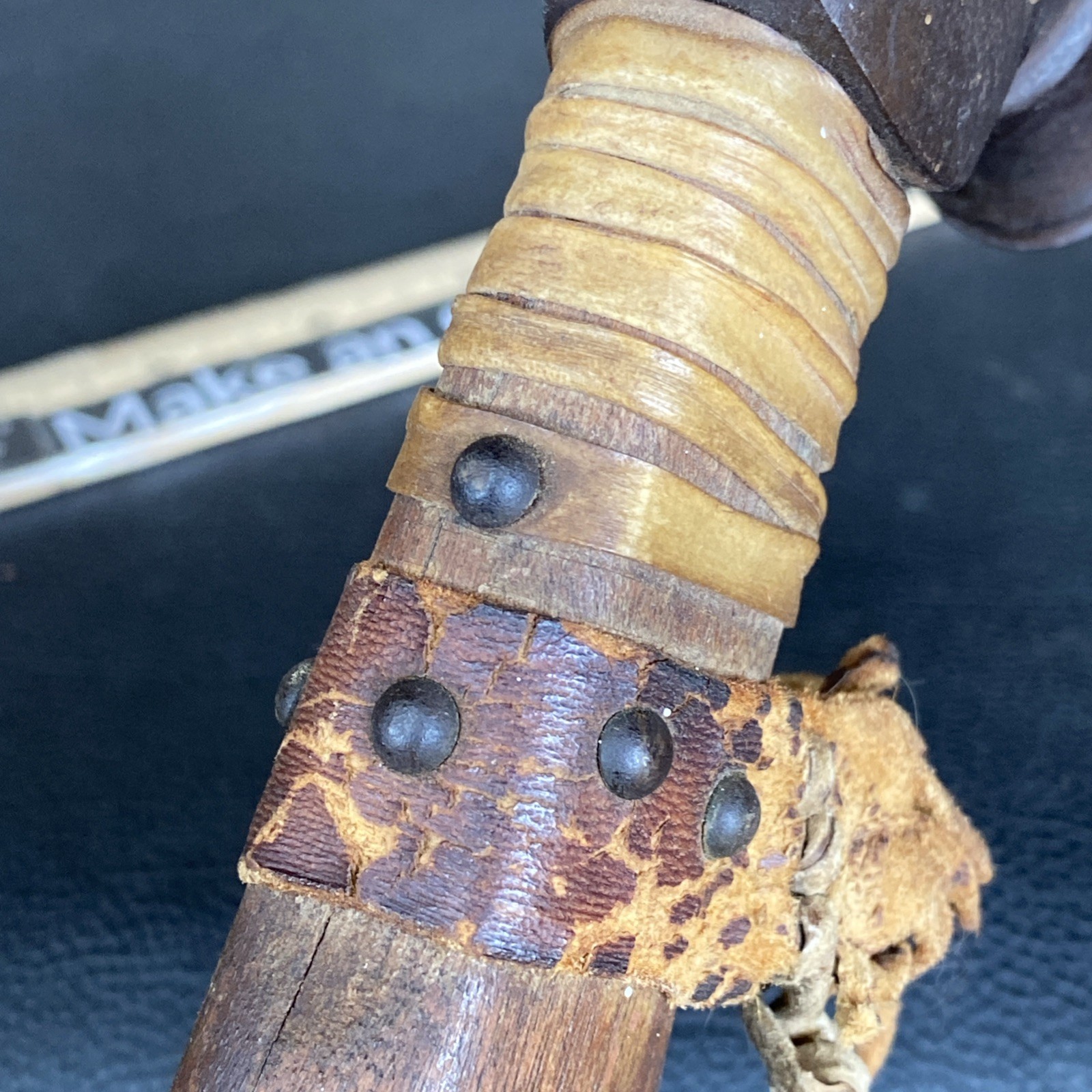 maybe Reproduction? Native American Plains Pipe Tomahawk Engraved Glass Beads