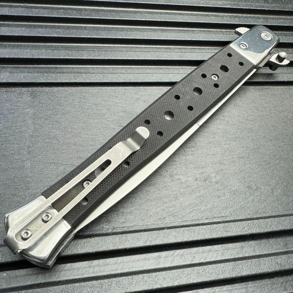 13″ STEC Silver Spring Assisted Stiletto Tactical Folding Pocket Knife Blade G10