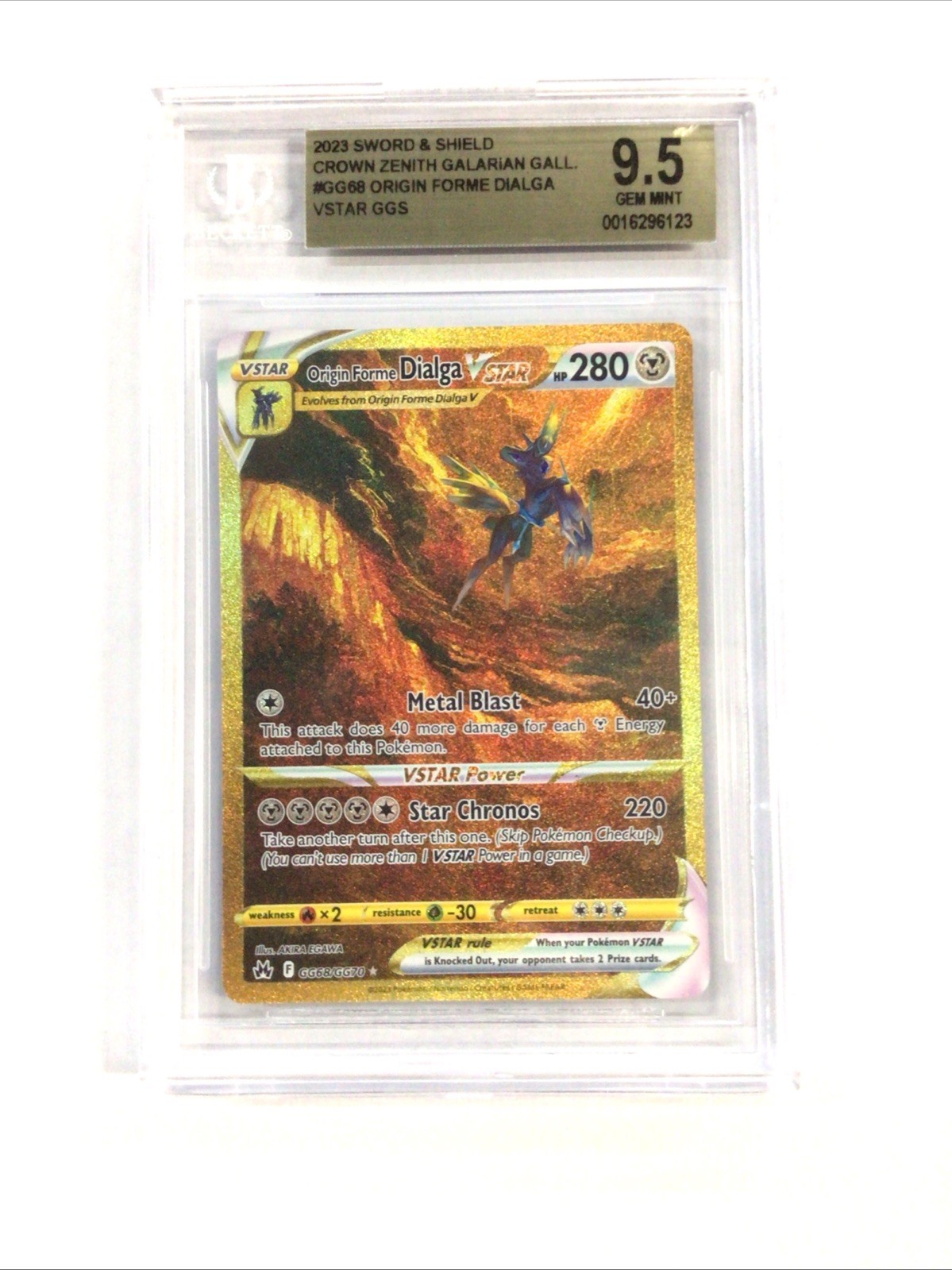Original Forme Dialga VSTAR GG68 Crown Zenith Beckett 9.5 Gem Mint