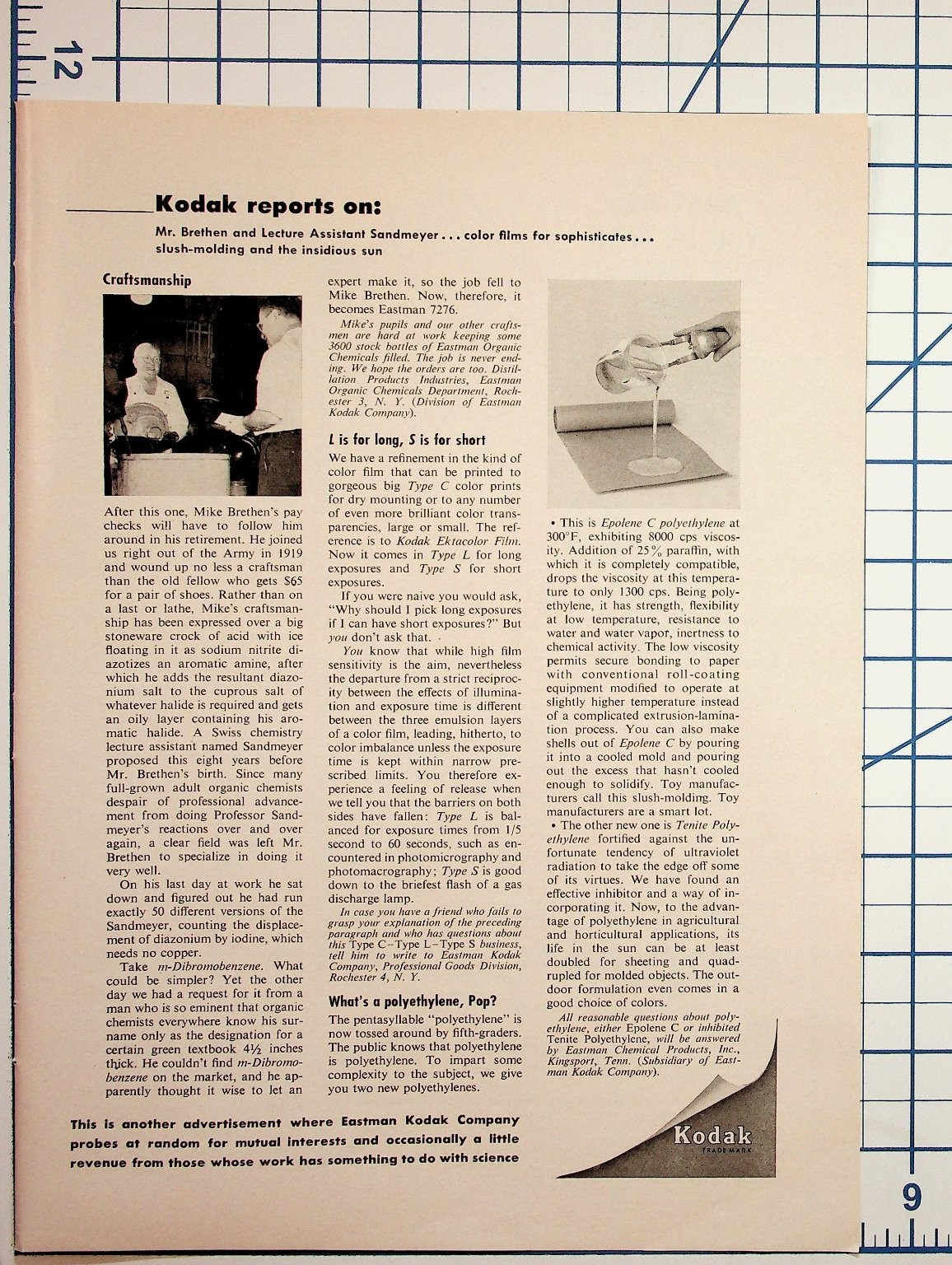 Vintage 1960s Kodak Report Ephemera Craftsmanship Ektacolor Film Polyethylene