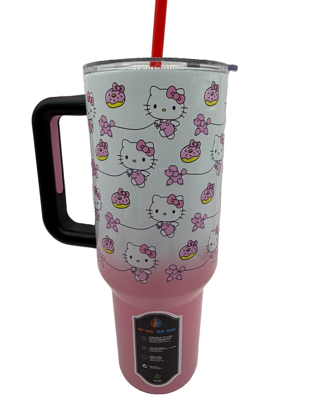 Hello Kitty Pink White Gradient Stainless Steel Tumbler 30oz Hot & Cold Drinks