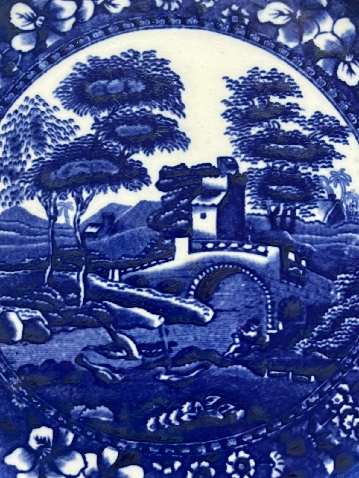 COPELAND SPODE SPODE’S TOWER BLUE BRIDGE SCENE OLD MARK TEA TILE TRIVET 6″
