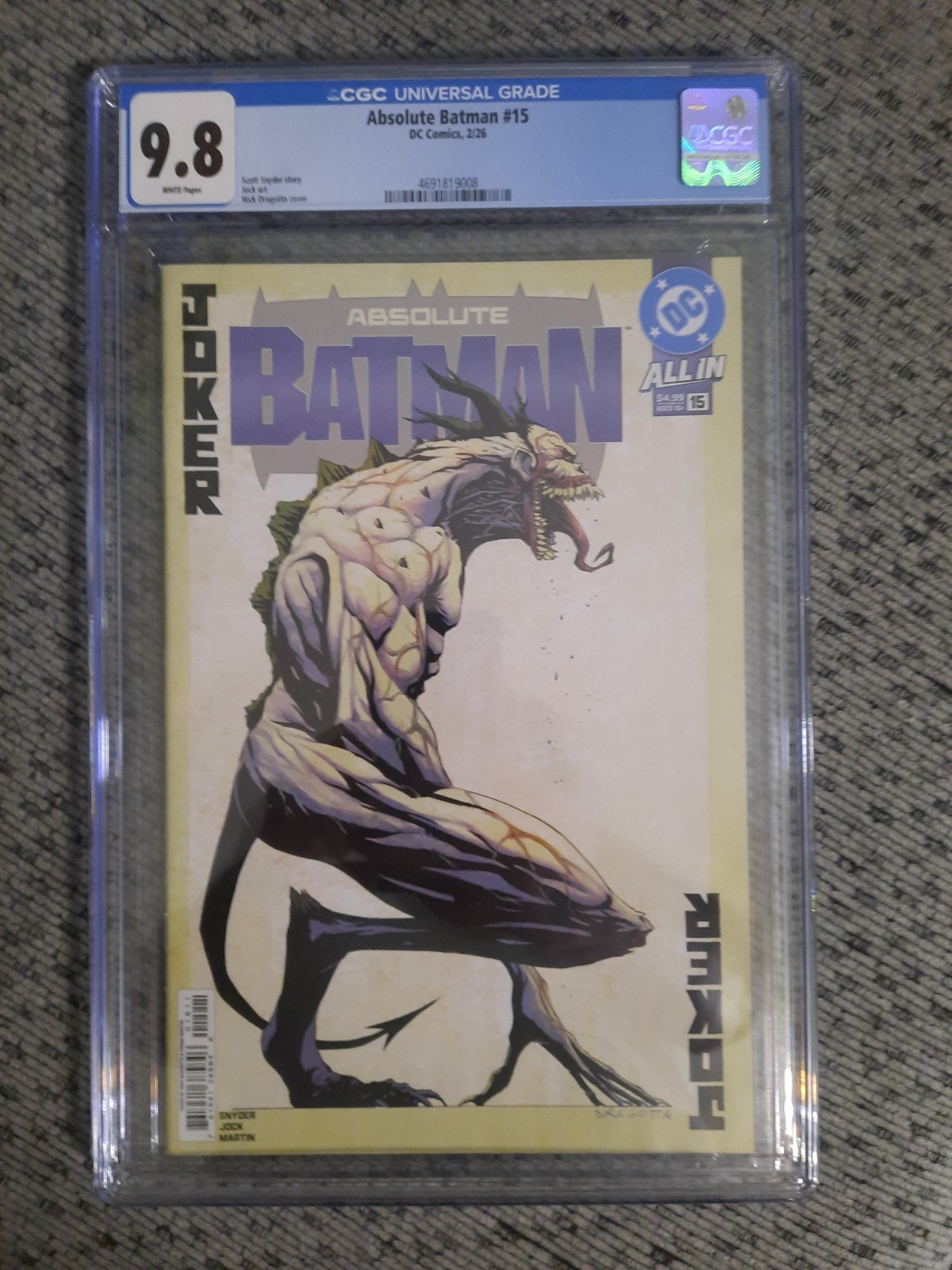 Absolute Batman 15 CGC 9.8 NM WP Main Cover DRAGOTTA Key 1st Appearance Joker