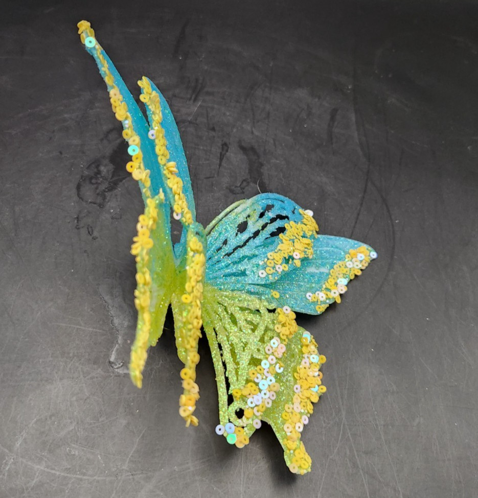 Butterfly Clip On Glitter Sequin Decoration 6″ X 5″