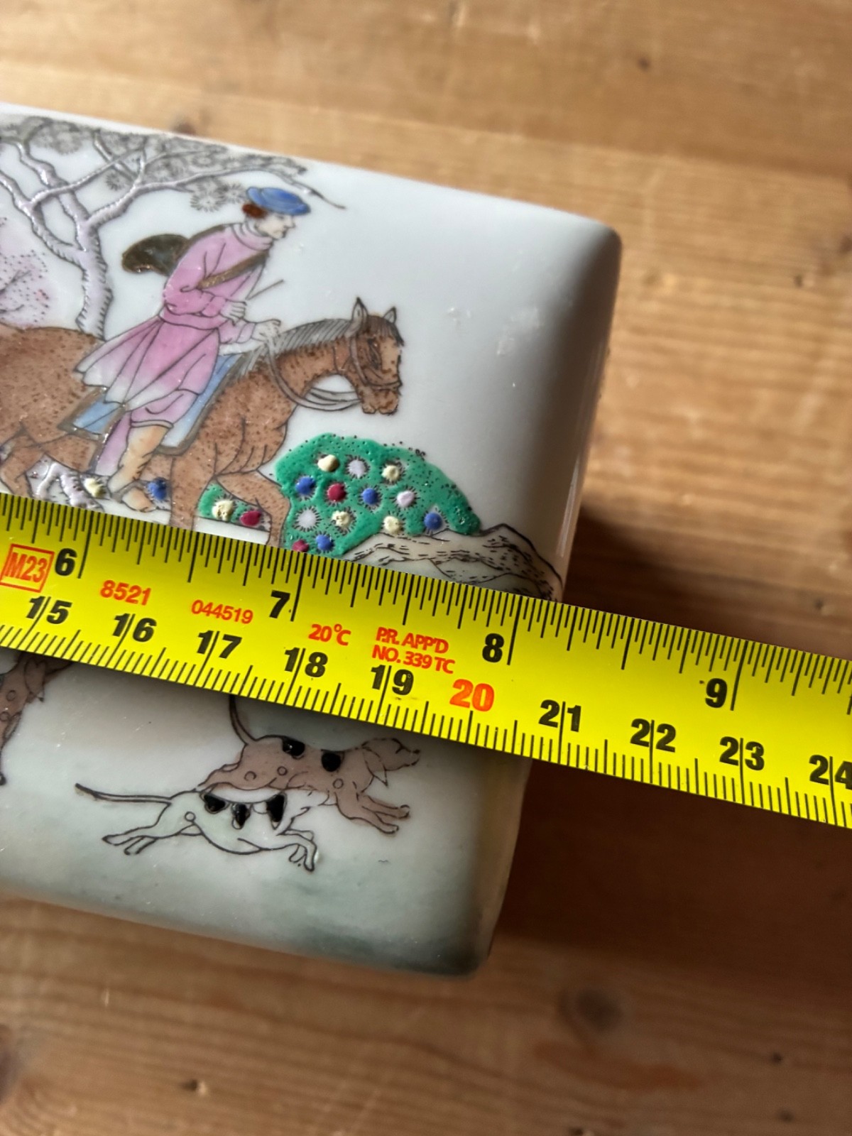 Vintage Chinese Rectangular Hand Painted Porcelain Dresser Trinket Box