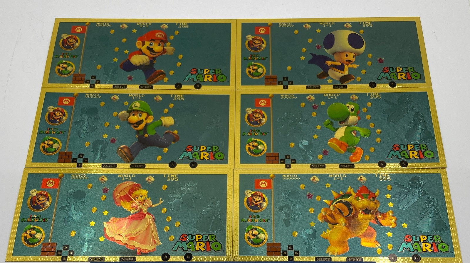 6 pcs Lot – Super Mario Collectible 24k Gold Foil Banknote – Super Mario