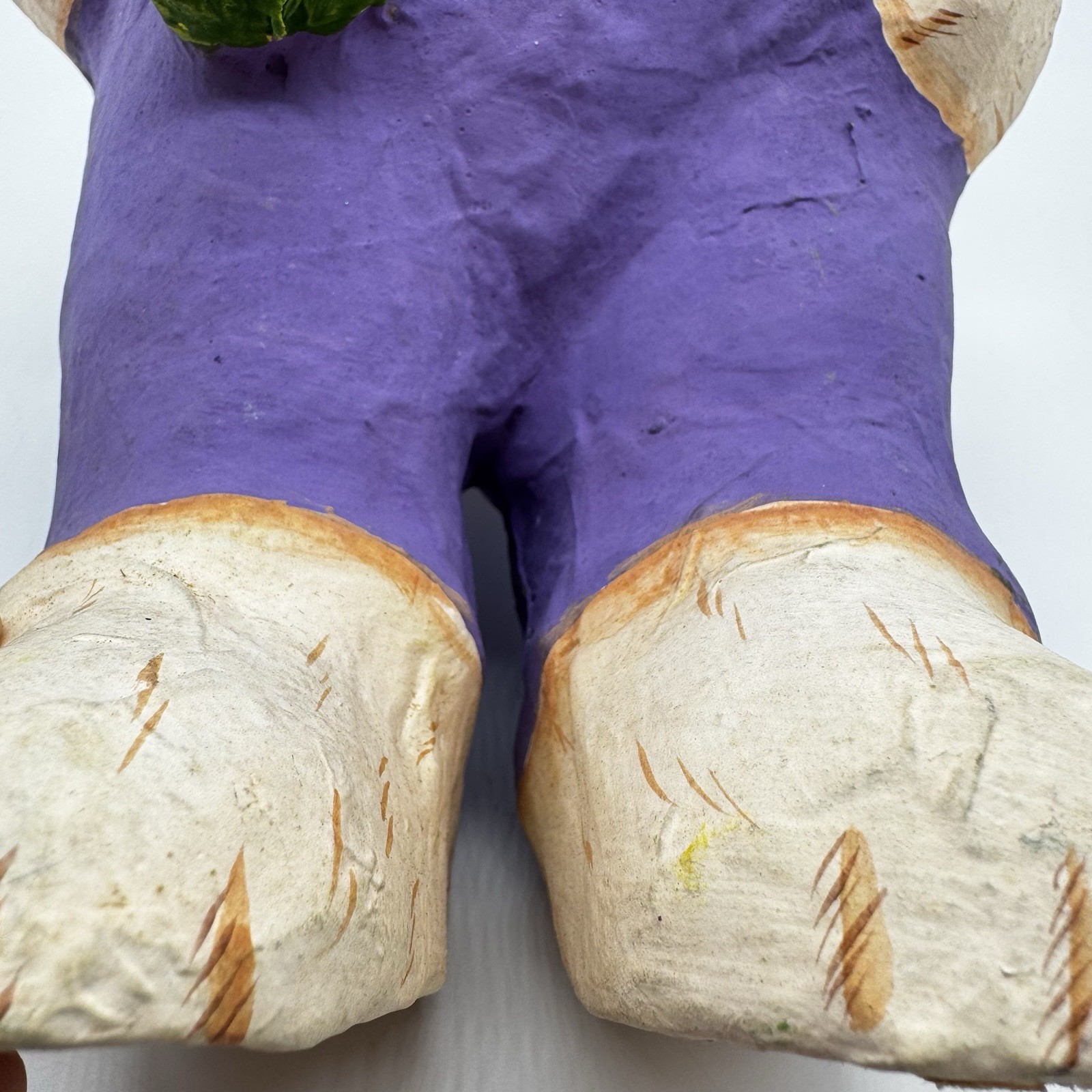 Large Hand-Painted Paper(Papier)-Mache Easter Bunny Rabbit With Carrot Figurine