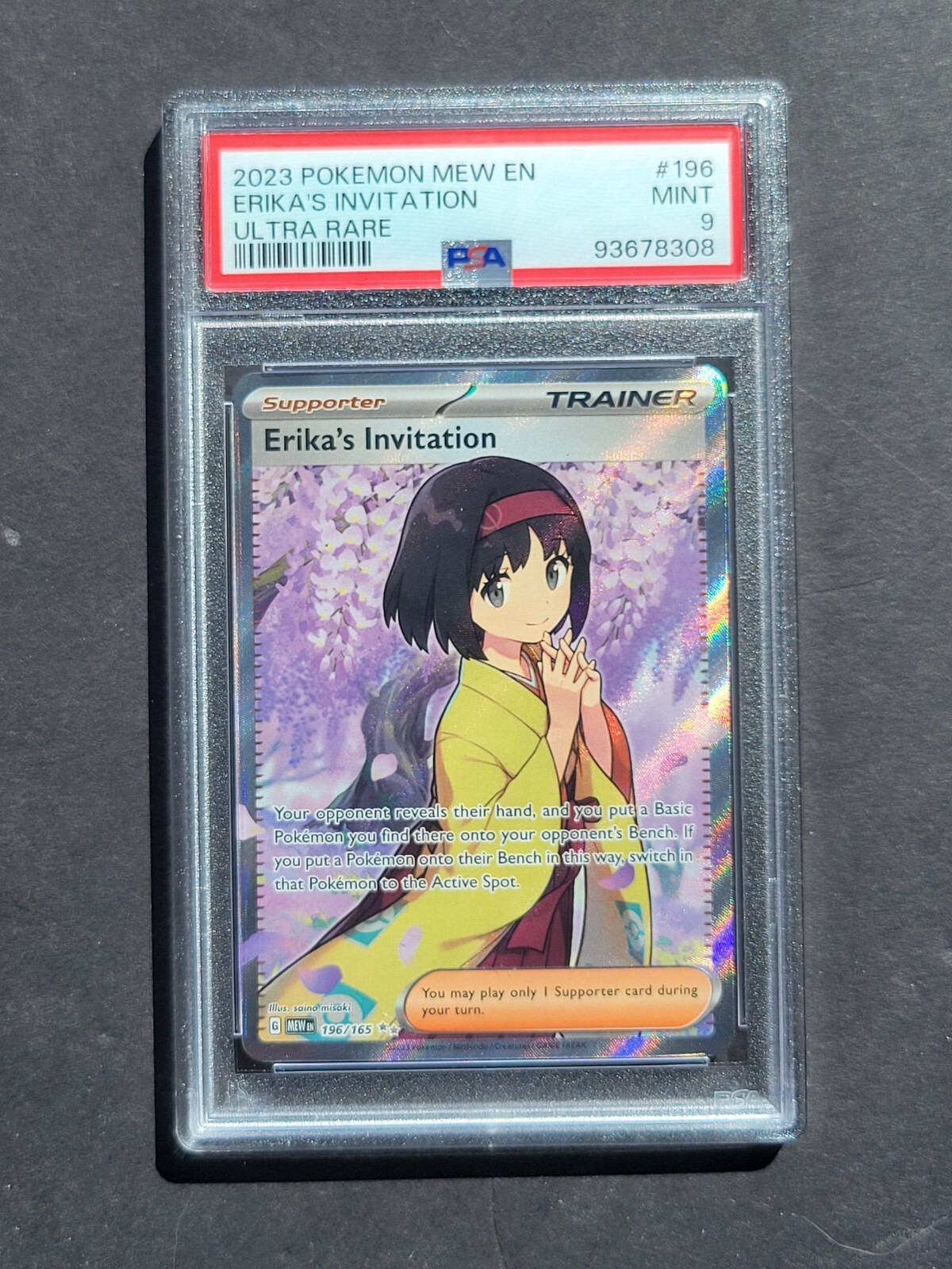 PSA 9 ERIKA’S INVITATION 196/165 – S&V 151 MEW EN ULTRA RARE HOLO – MINT
