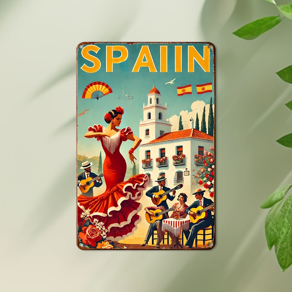 Vibrant Wall Inspired by Spain, Measuring Tin Metal Signs Home Décor Andalusian