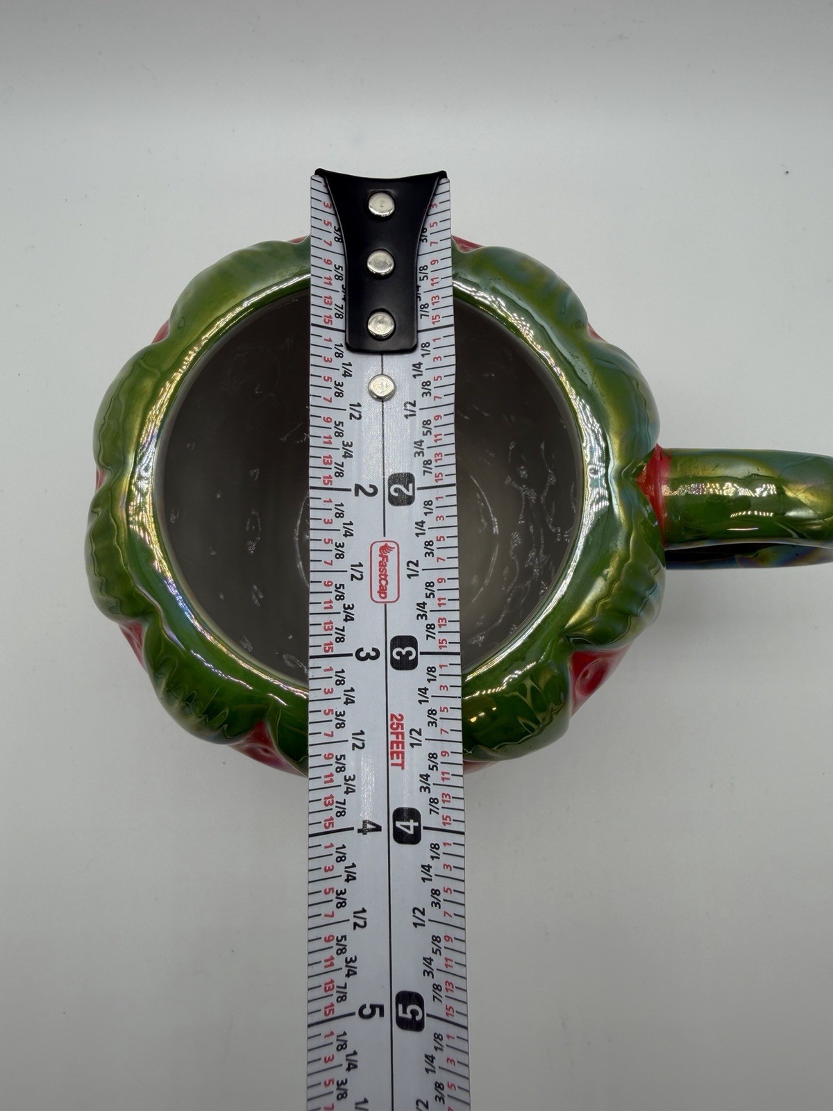 Ceramic High Gloss Iridescent Strawberry Mug Coffee Tea Kitschy Artsy Retro 70’s