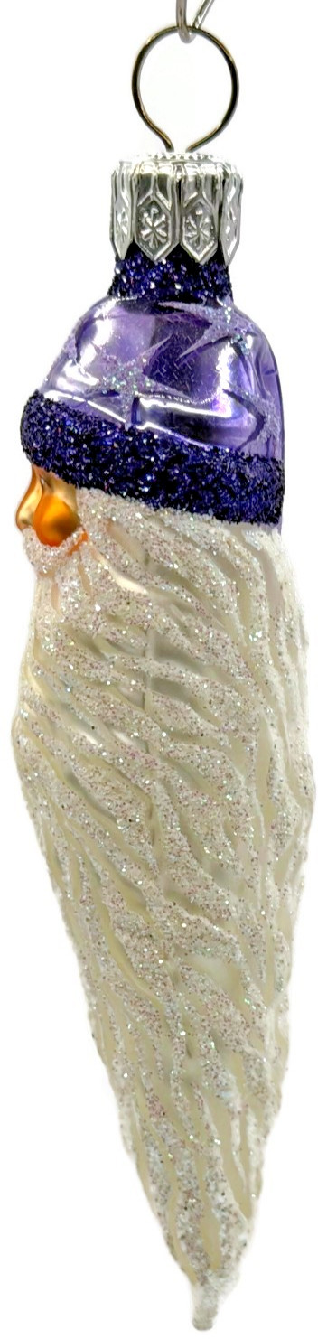Patricia Breen Stocking Cap Santa Head Purple Stars Christmas Tree Ornament