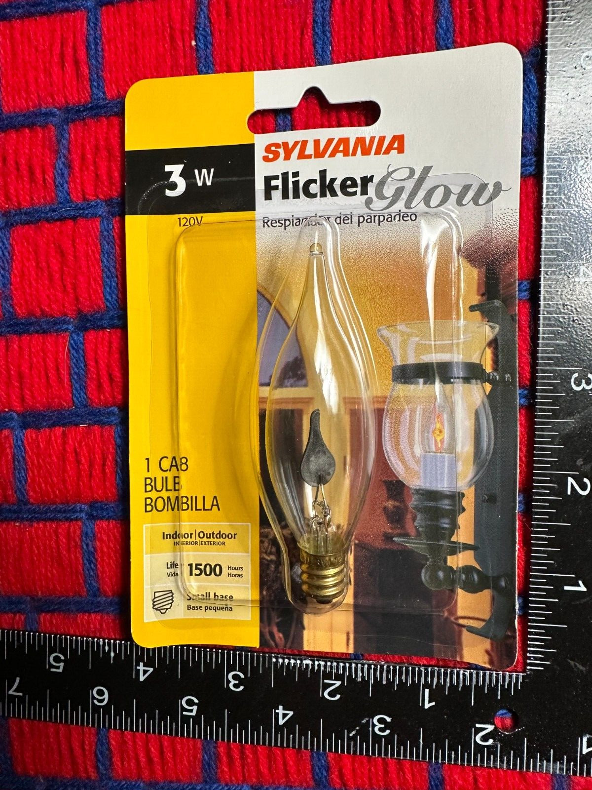 FLICKER FLAME LIGHT BULB 3 watt E12 candelabra base flickering candle neon 3w C7