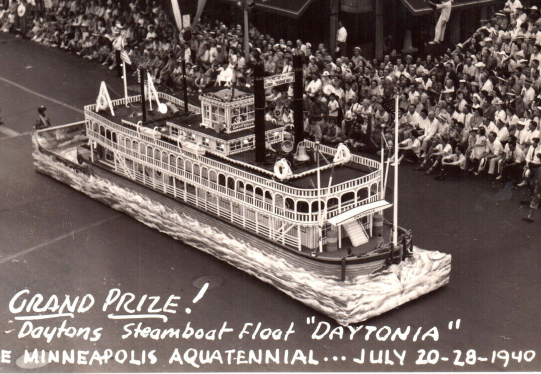 RPPC Minneapolis Minnesota MN Steamboat Float Real Photo Postcard
