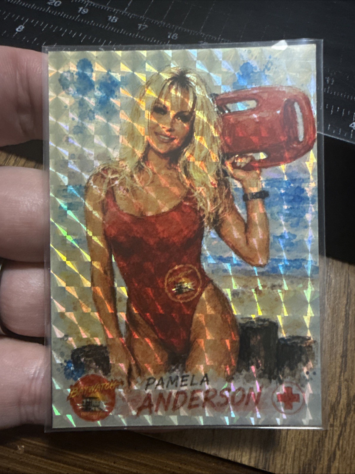 Pamela Anderson Prizm Refractor Style Custom Trading Card Art