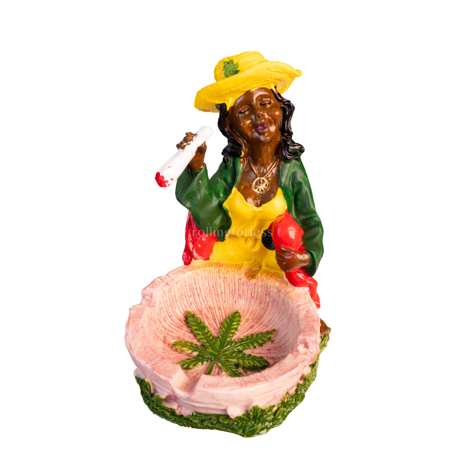 5″ Small Rasta Jamaican Man Holding Bowl Polyresin Ashtray Decoration | #27