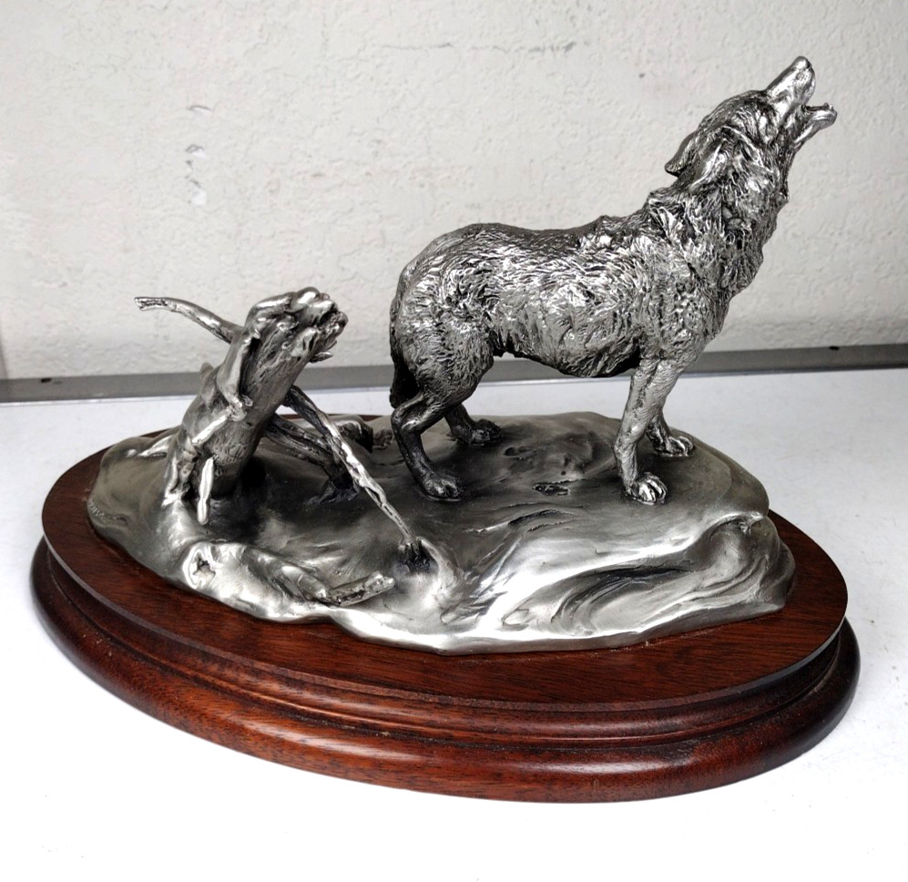 75th Anniv National Audubon Society Pewter Scuplture Loates 1979 Timber Wolf