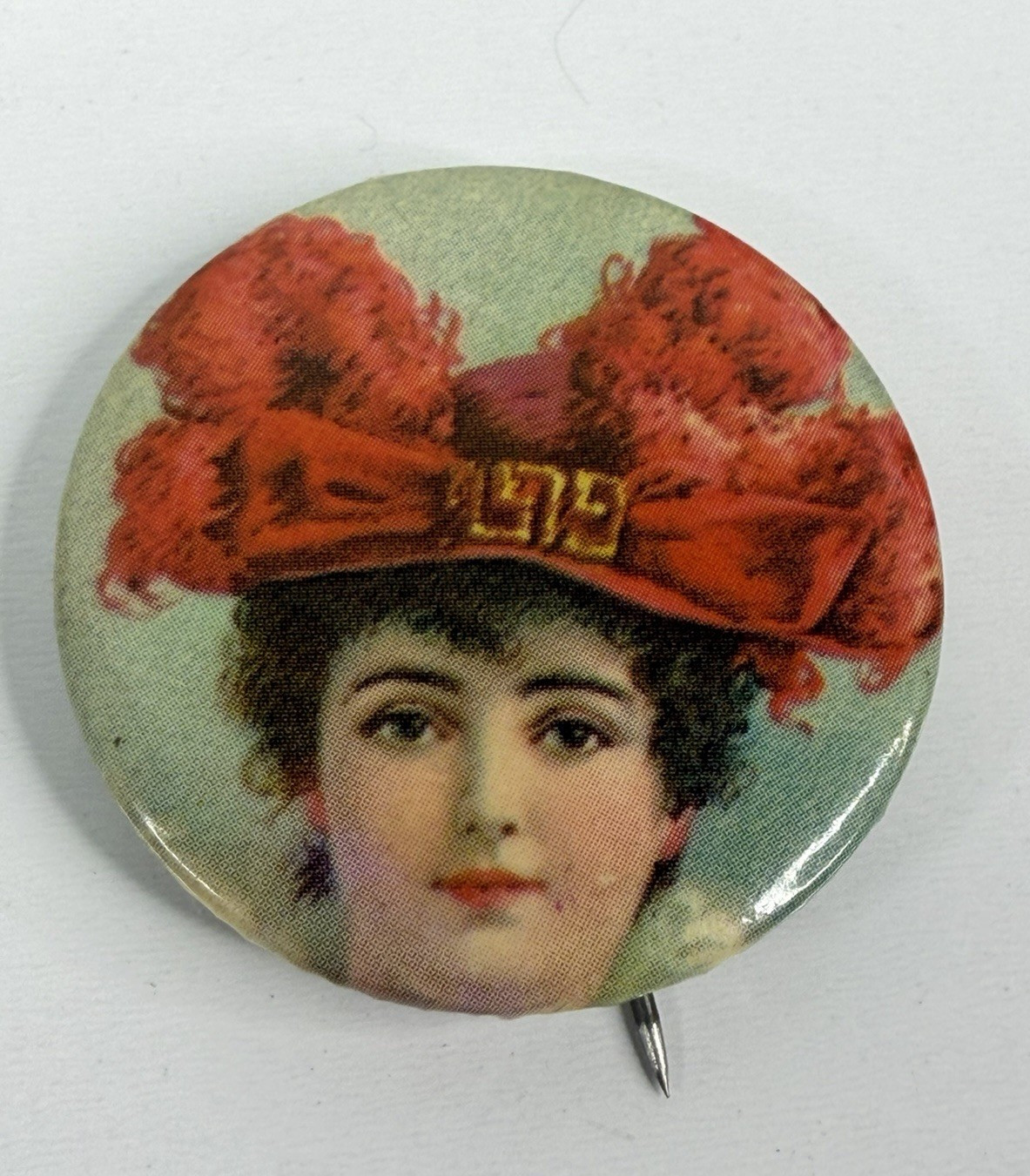 Vintage Victorian Lady 1.5″ 1966 Sandyval Graphics Button Pinback
