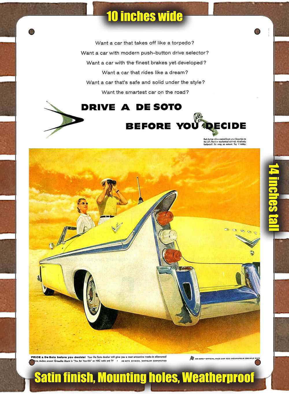 Metal Sign – 1956 DeSoto Fireflite Convertible – 10×14 inches