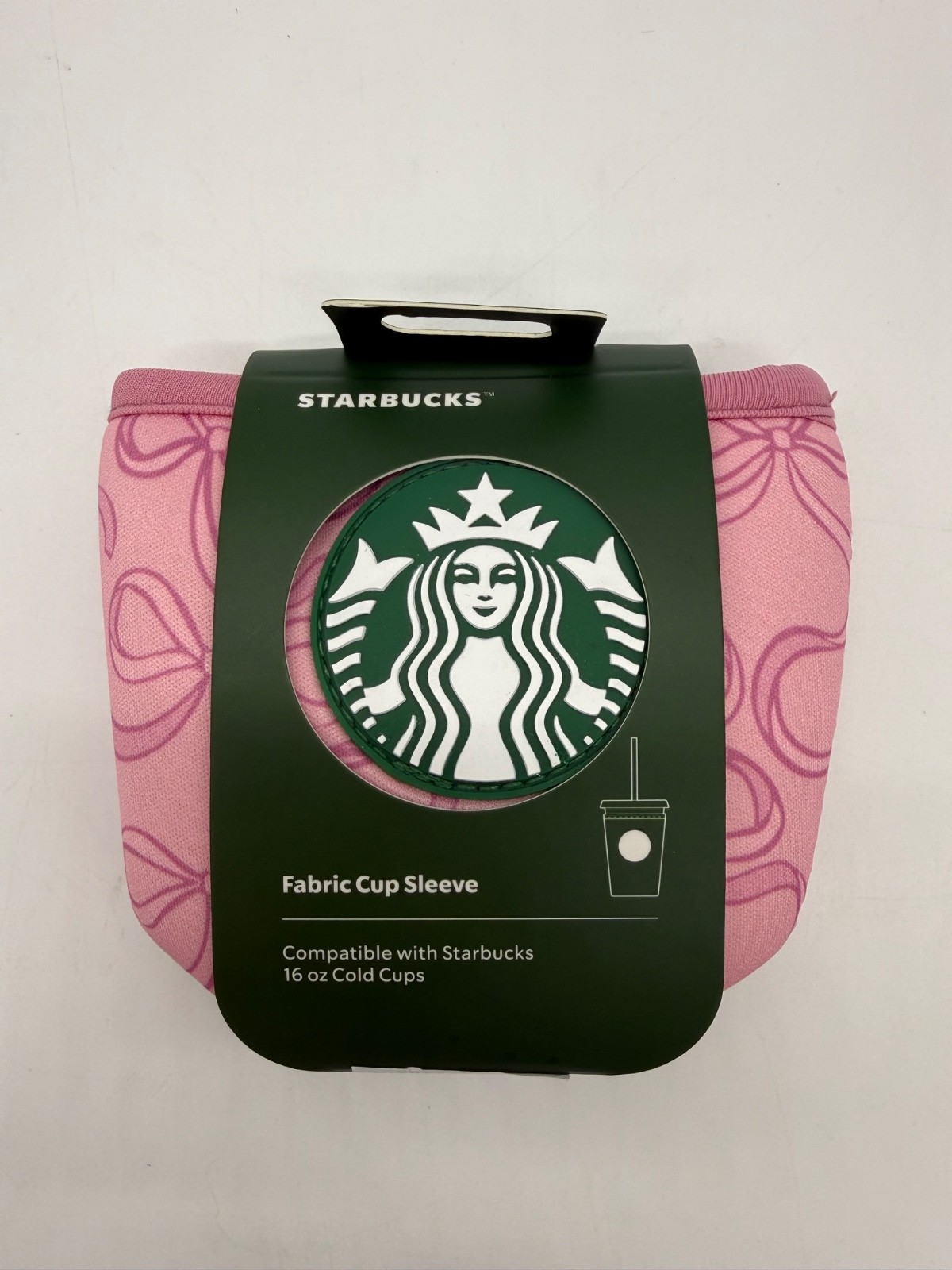 Disney Parks Starbucks Pink Ribbons Bows Fabric 16 Oz. Cold Cup Sleeve 2026 WDW