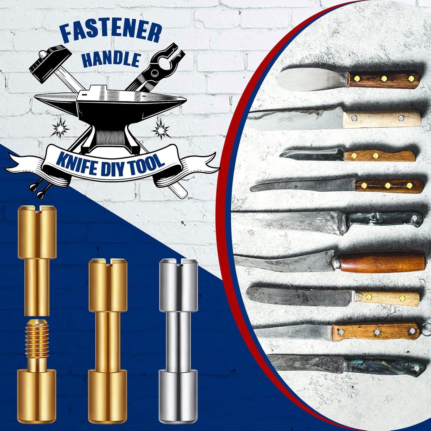 Knife Making Supplies Brass Stainless Steel Fasteners Rivets Handle Pins 20 Sets