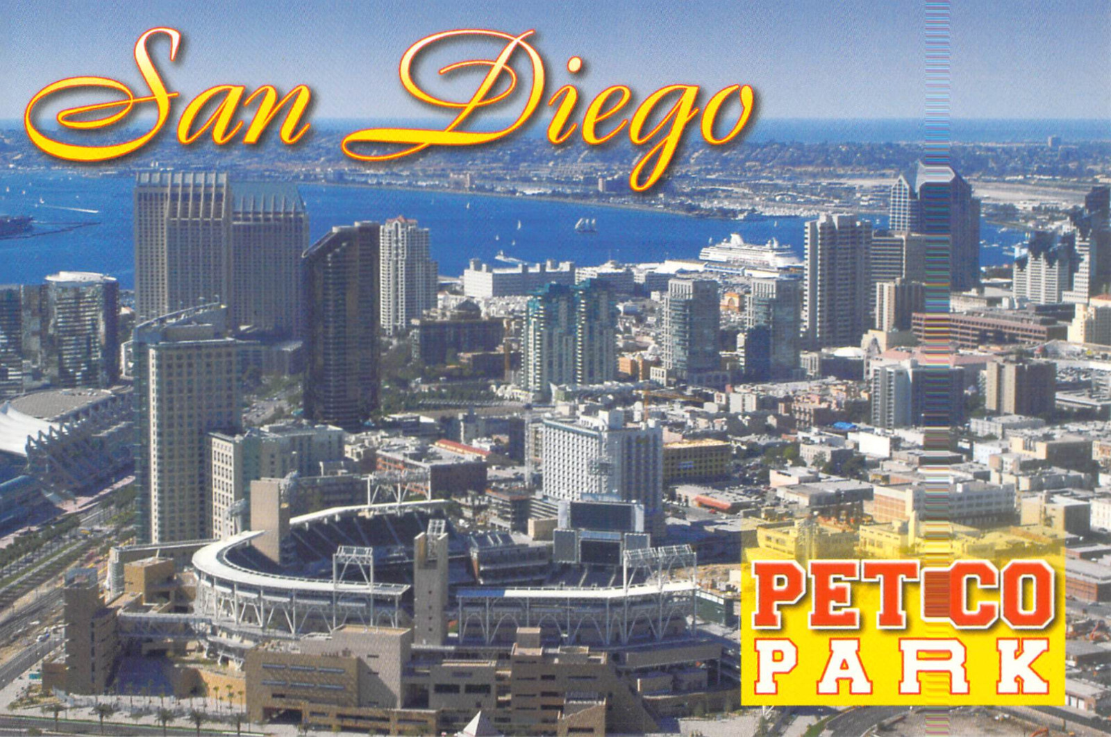 Stadium 2004 San Diego CA Petco Park Baseball Aerial skyline 6.5×4.5 Postcard